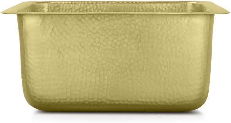 17" Hammered Brass Rectangular Single Basin Bar Sink