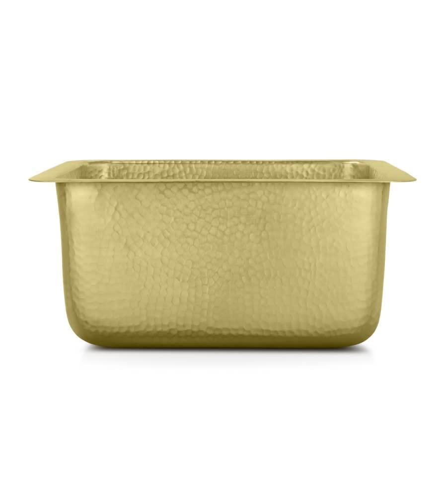 17" Hammered Brass Rectangular Single Basin Bar Sink