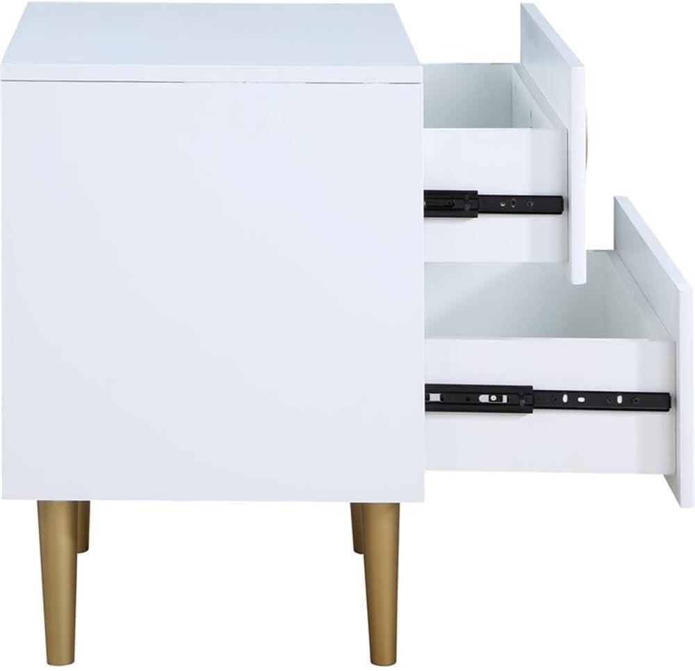 Meridian Furniture Zayne Contemporary Metal Nightstand in Rich White Finish