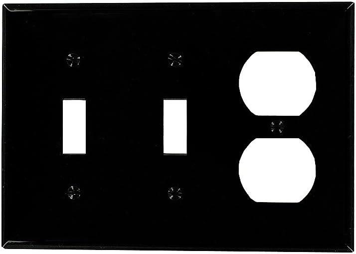 Black Thermoplastic Nylon 3-Gang 2-Toggle 1-Duplex Wallplate