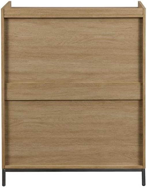 Contemporary 2-Door Wood Accent Cabinet with Framed Top - Oak / Black