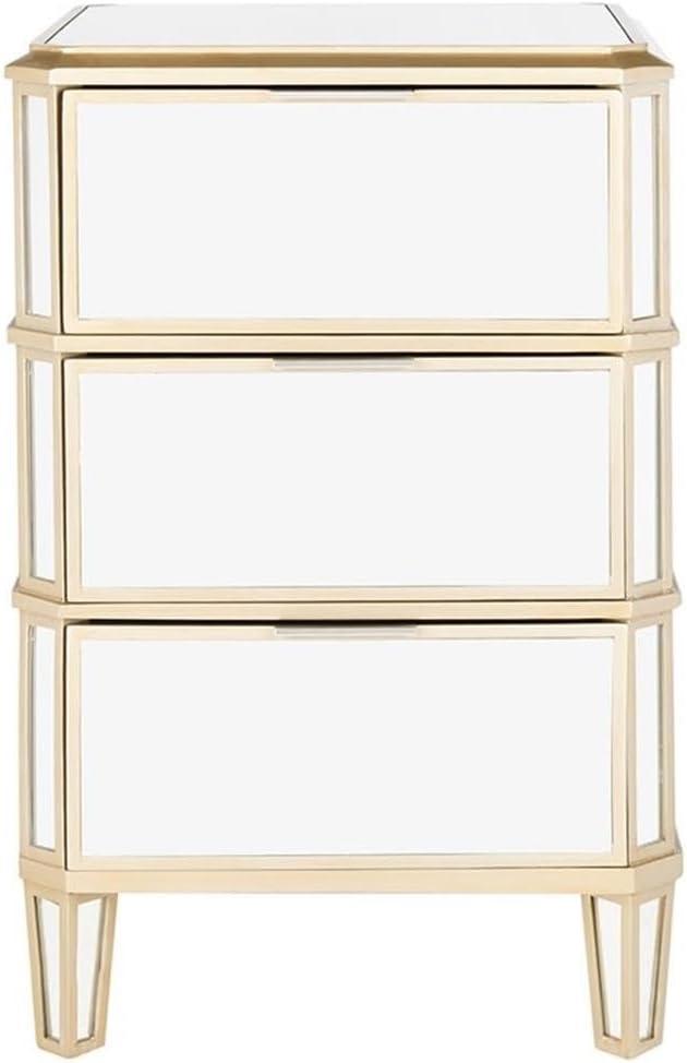 Giana 3 Drawer Mirrored Nightstand - Mirror - Safavieh.