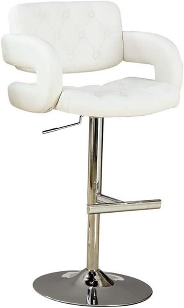 Coaster Contemporary Faux Leather Adjustable Bar Stool in White