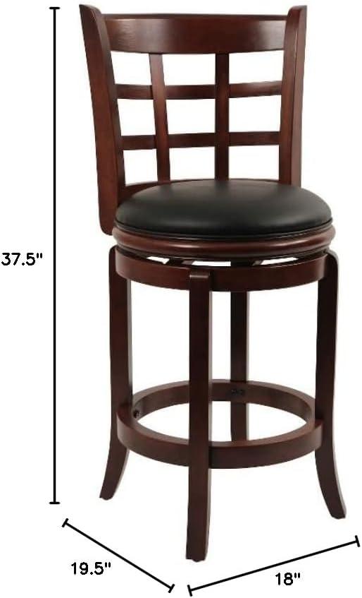 24" Kyoto Wood Composite Counter Height Barstool Cherry - Boraam: Swivel, Upholstered, Lacquered Finish