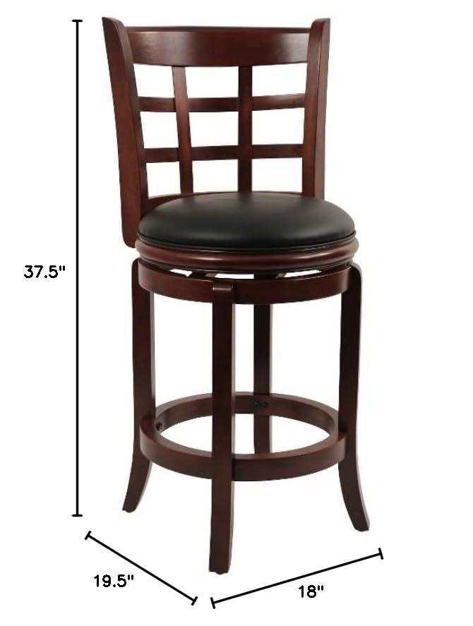24" Kyoto Wood Composite Counter Height Barstool Cherry - Boraam: Swivel, Upholstered, Lacquered Finish