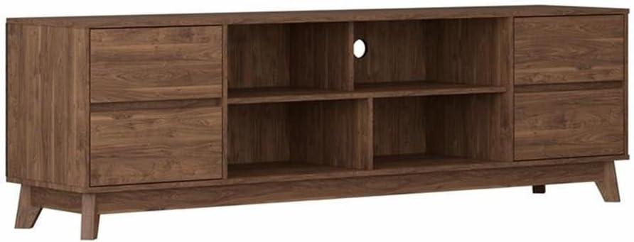 Hollywood Wood Grain TV Stand for TVs up to 85" with Drawers Brown - CorLiving: Mid-Century Modern Media Console