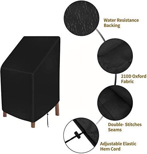 Patio Chair Covers for Outdoor Furniture Waterproof, Heavy Duty Stackable Chairs Cover with Adjustable Hem Cord for Better Fit, Large Cover for Lounge Deep Seat , Black, All Weather Protection (Black)