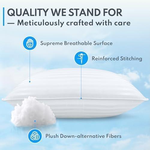 Fapo Bed Pillows for Sleeping King Size with Cotton Cooling Cover, Pillows for Bed, 2-Pack