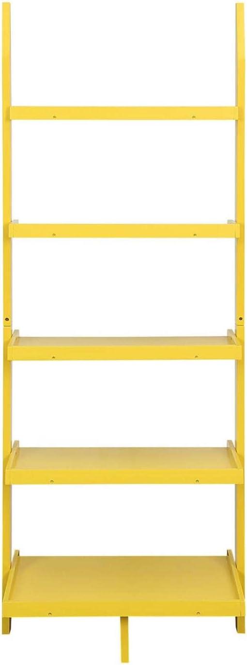 American Heritage Bookshelf Ladder with Five Tiers in Bright Yellow Wood Finish