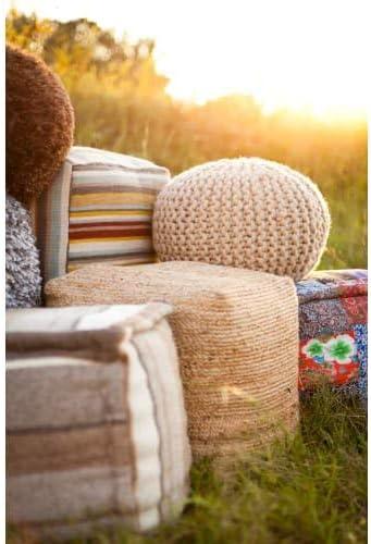 Surya POUF-101 Decorative Pouf, 18 by 18 by 18-Inch, Natural