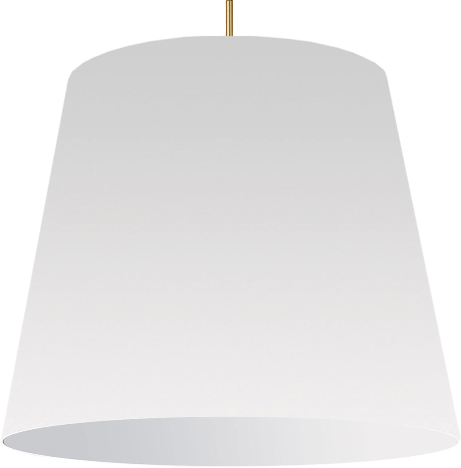 Gold and White Oversized Drum Pendant Light