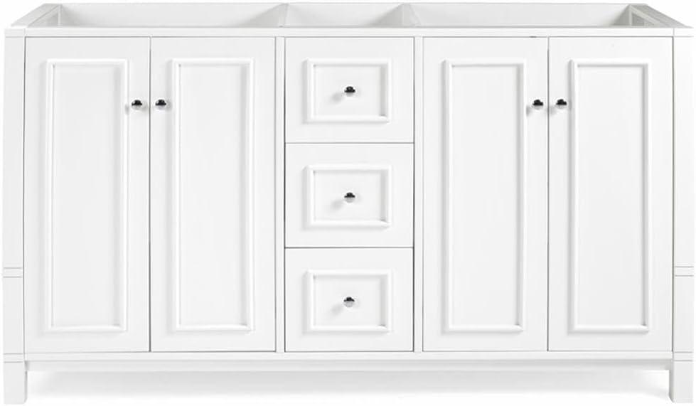 Williamsburg Traditional 60" White Solid Pine Double Vanity Cabinet