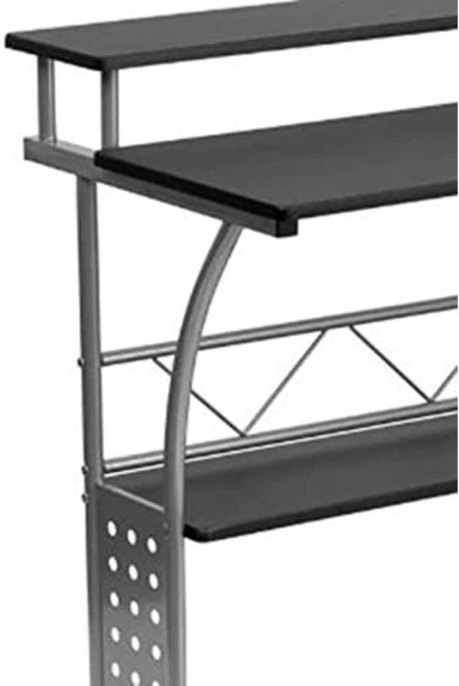 Flash Furniture Clifton Modern Office Computer Desk with Top/Bottom Storage Shelves, 28"W, Black