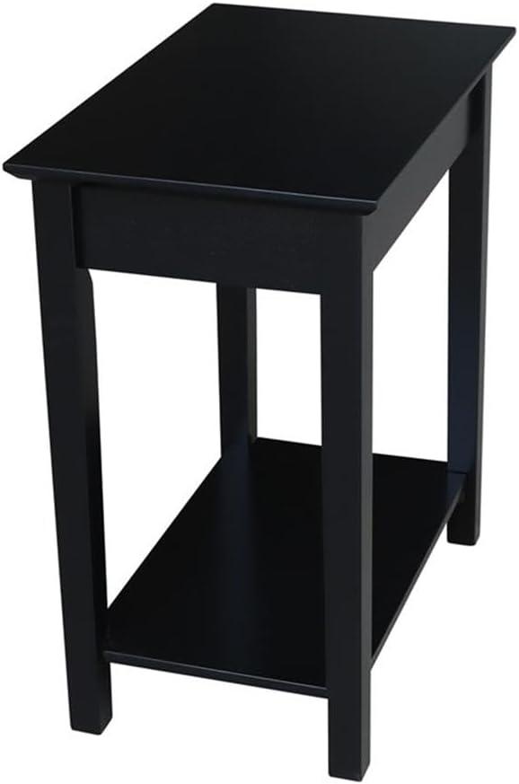 International Concepts Narrow End Table Black: Sleek Design with Drawer & Fixed Shelf for Living Room