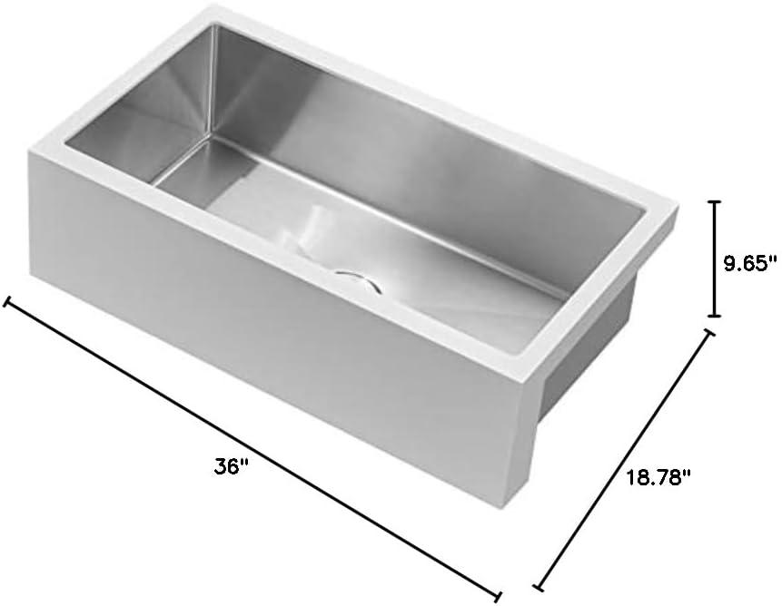 Westbrass Single Bowl Solid Surface/Stainless Steel Farmhouse Kitchen Sink