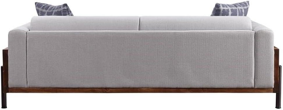 91" Pelton Sofa Fabric/Walnut - Acme Furniture: Linen Upholstery, Wood Frame, Metal Legs