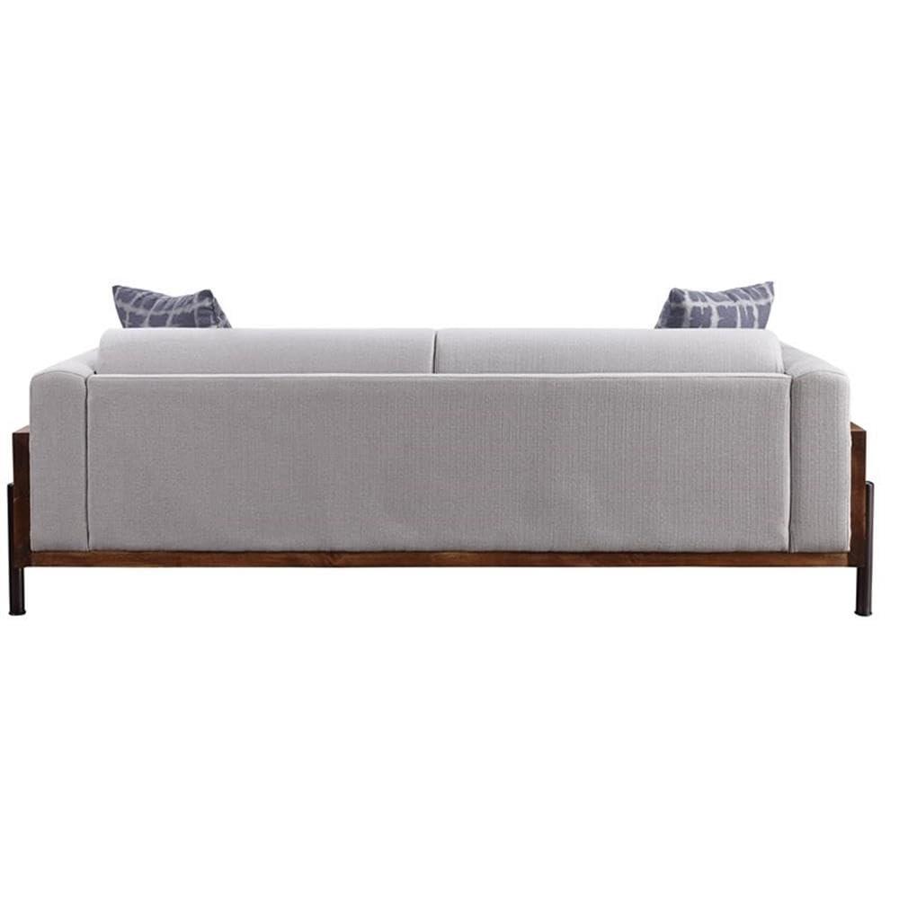 91" Pelton Sofa Fabric/Walnut - Acme Furniture: Linen Upholstery, Wood Frame, Metal Legs