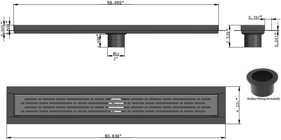 Polished Chrome 59 Inch Stainless Steel Linear Shower Drain