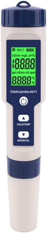 5 in 1 PH Meter Gomass 0.01 High Accuracy ph Tester Digital for Water TDS/EC/Salt/Temp/PH Pen, PPM Meter Water Tester Drinking Water, Hydroponics, Plants, Aquarium and Pool