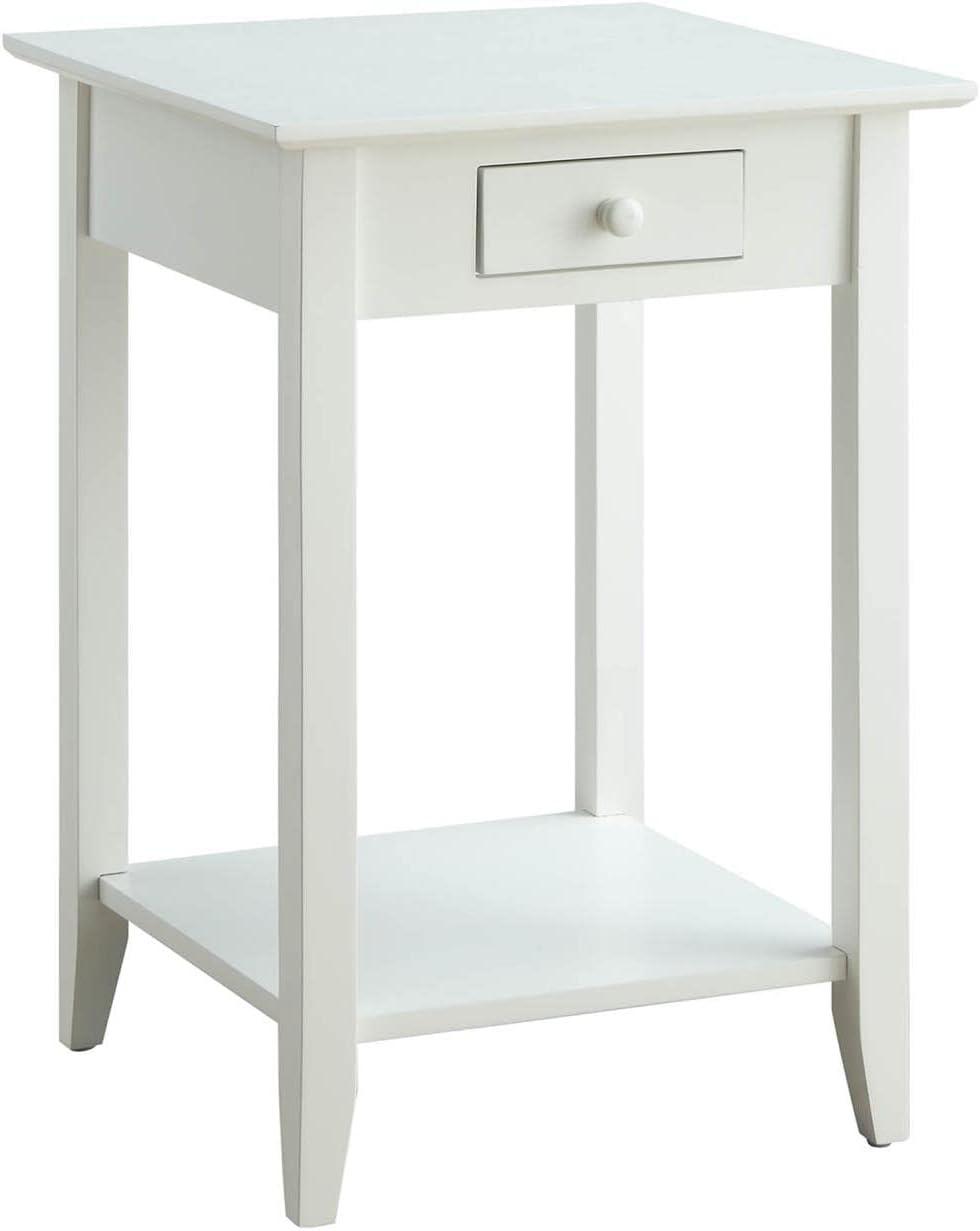 American Heritage End Table with Drawer Shelf White