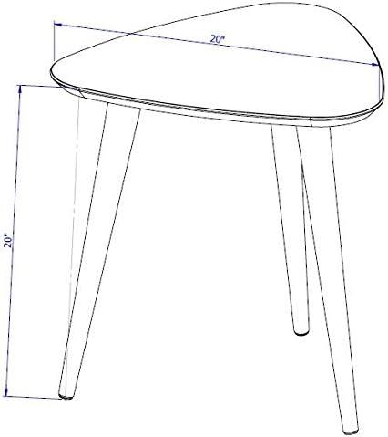 Utopia 19.68" High Triangle End Table With Splayed Wooden Legs in Off White