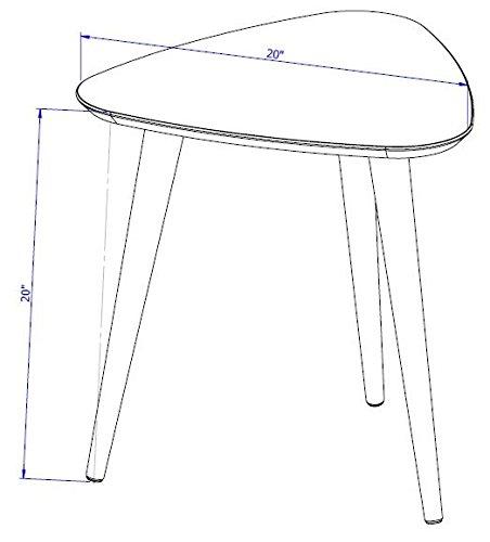 Utopia 19.68" High Triangle End Table With Splayed Wooden Legs in Off White