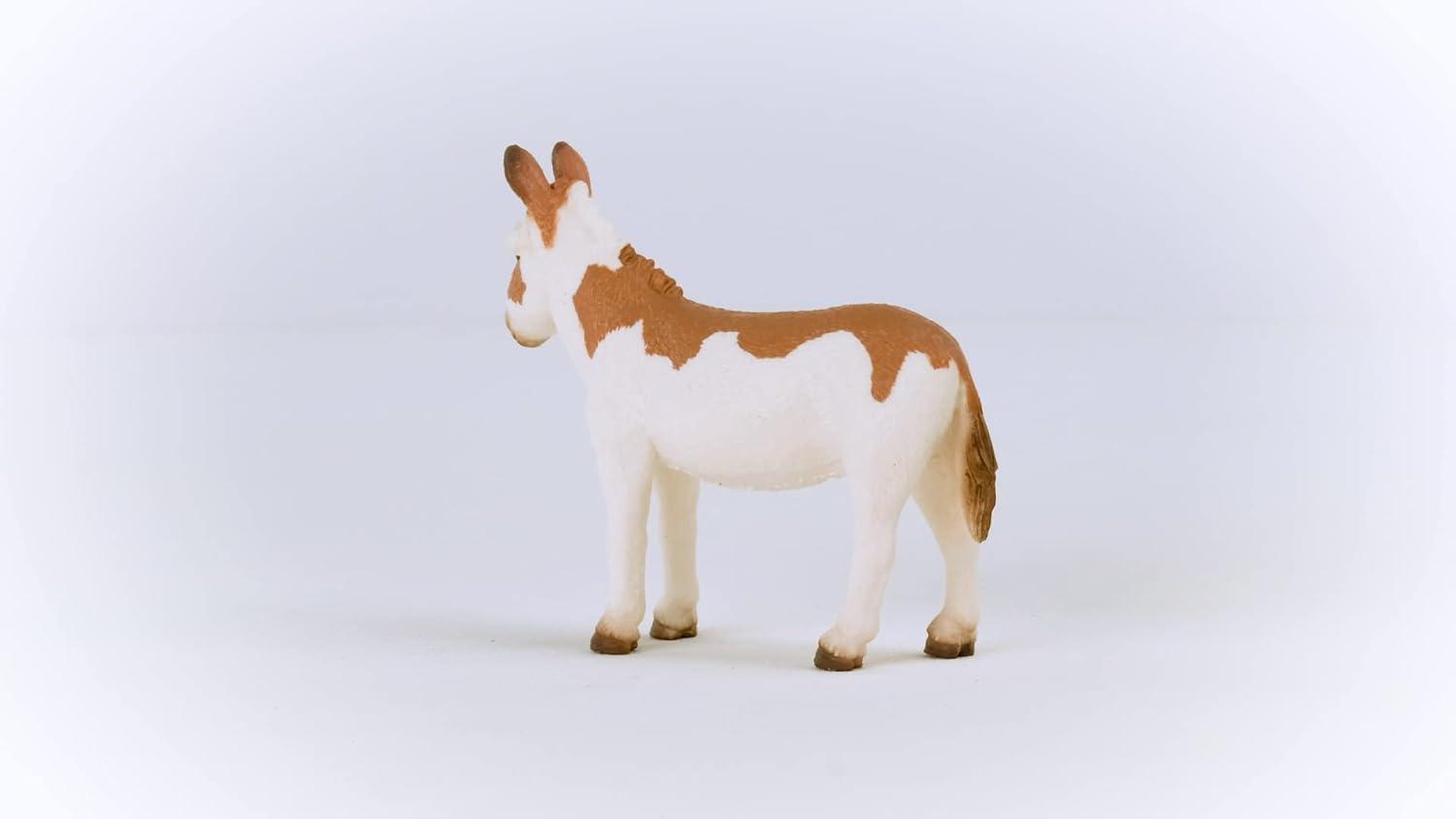 Schleich Farm World American Spotted Donkey Animal Figurine - Highly Detailed & Durable Farm Animal Toy, Fun & Educational Play for Boys & Girls