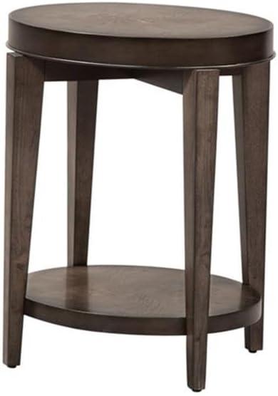 Penton Medium Brown Oval Wood and Stone Side Table