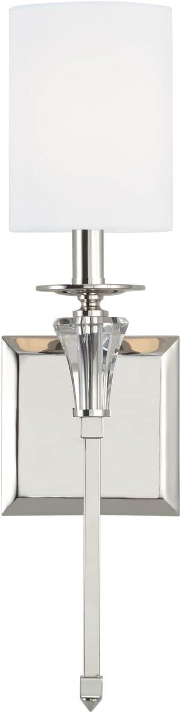 Laurent Polished Nickel 1-Light Sconce with White Fabric Shade