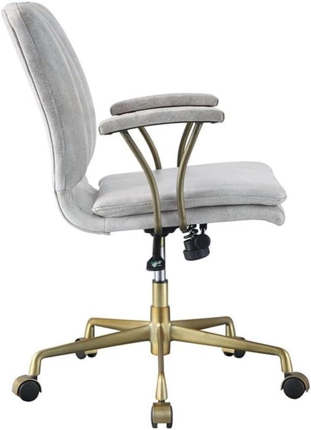 Damir Office Chair in Vintage White Top Grain Leather and Chrome