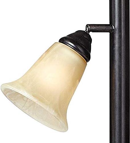 Kathy Ireland Sonnett Vintage Rustic Torchiere Floor Lamp with Side Lights 72" Tall Bronze Champagne Alabaster Glass Shade for Living Room Reading