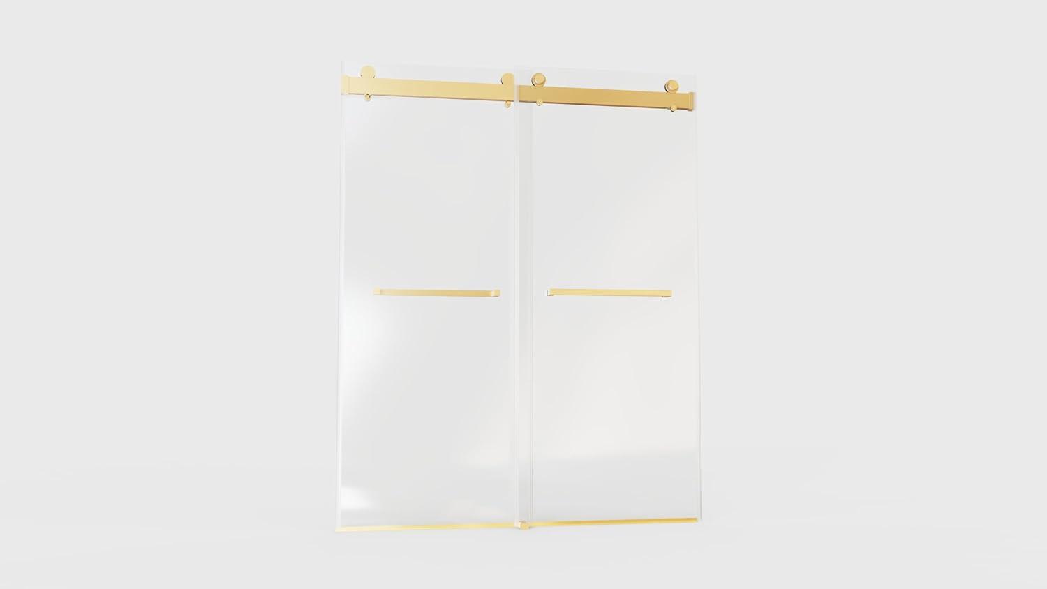 68-72" W x 76" L Frameless Double Sliding Shower Door - Soft-Close Feature, Brushed Nickel, 3/8" (10mm) Thick SGCC Tempered Glass Door with Explosion-Proof Film