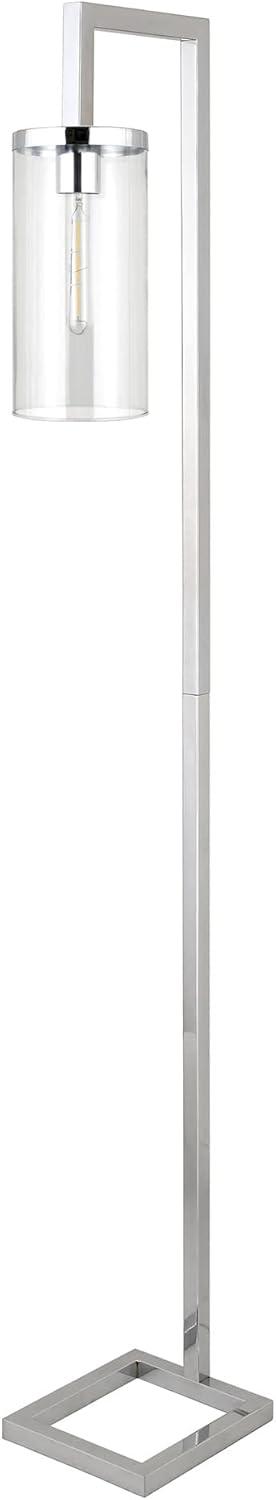 Evelyn&Zoe Modern Metal Floor Lamp with Clear Glass Shade