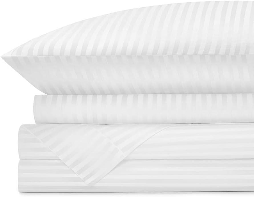 Comfortwill King White Stripe Polyester Sheet Set