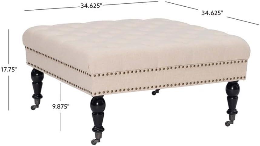 Landis 35" Nailhead Trim Tufted Upholstered Ottoman