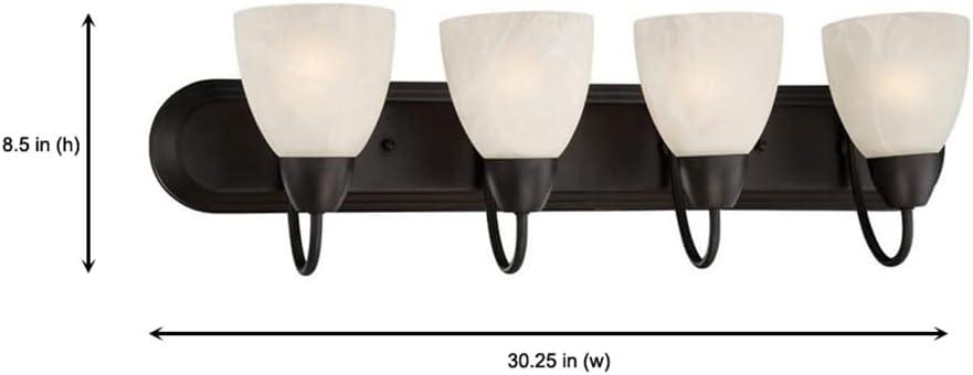 Torino 4-Light Oil Rubbed Bronze Bath Bar with Alabaster Glass Shades