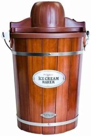 Nostalgia Dark Wood 6 Qt Automatic Ice Cream Maker