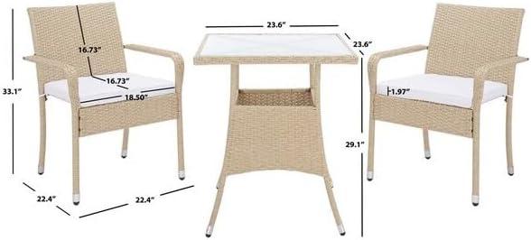 Laban Bistro Set - Outdoor - PAT7718 - Beige/White - Safavieh