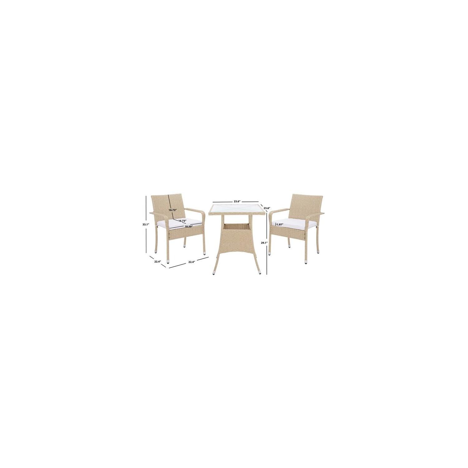 Laban Bistro Set - Outdoor - PAT7718 - Beige/White - Safavieh