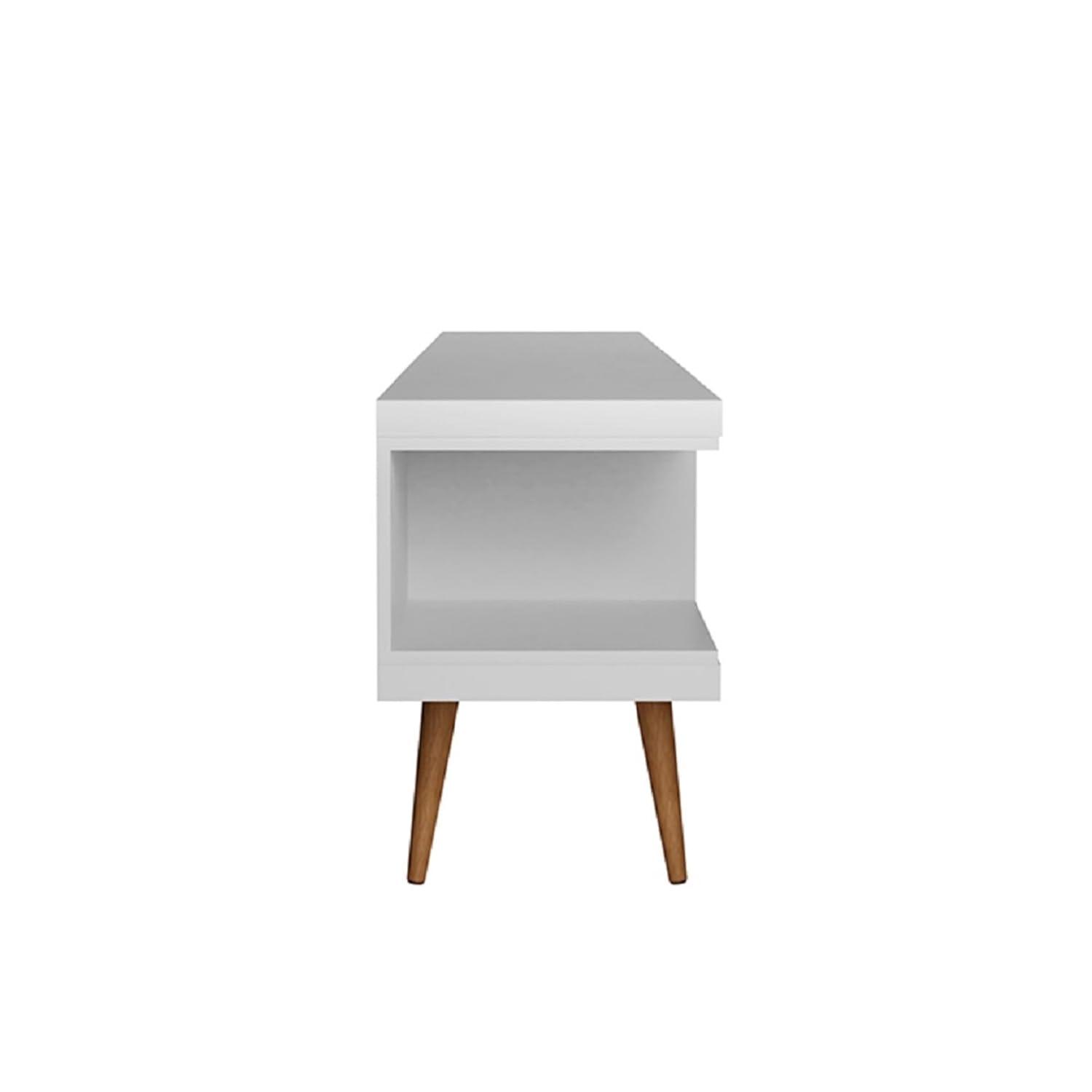 Utopia TV Stand for TVs up to 65" White - Manhattan Comfort: Modern Entertainment Center, Cable Management