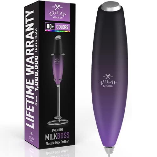 Zulay Kitchen Zulay Kitchen Milk Frother with Batteries 4pcs Duracell Included - Handheld Milk Frother Wand Drink Mixer for Coffee, Latte, Cappuccino, Tea, Hot Chocolate