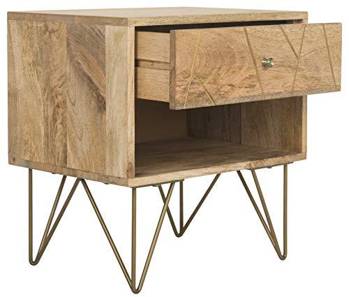 SAFAVIEH Marigold Mid-Century 1 Drawer Nightstand, Natural