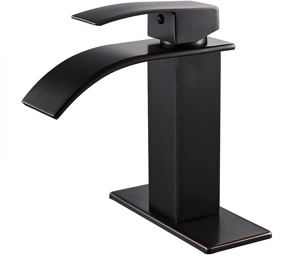 VIBRANTBATH Waterfall Low-Arc Single Hole Bathroom Faucet 6021-ORB