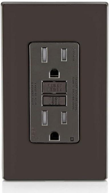 Brown Tamper-Resistant Dual-Function AFCI/GFCI Outlet with LED Indicator