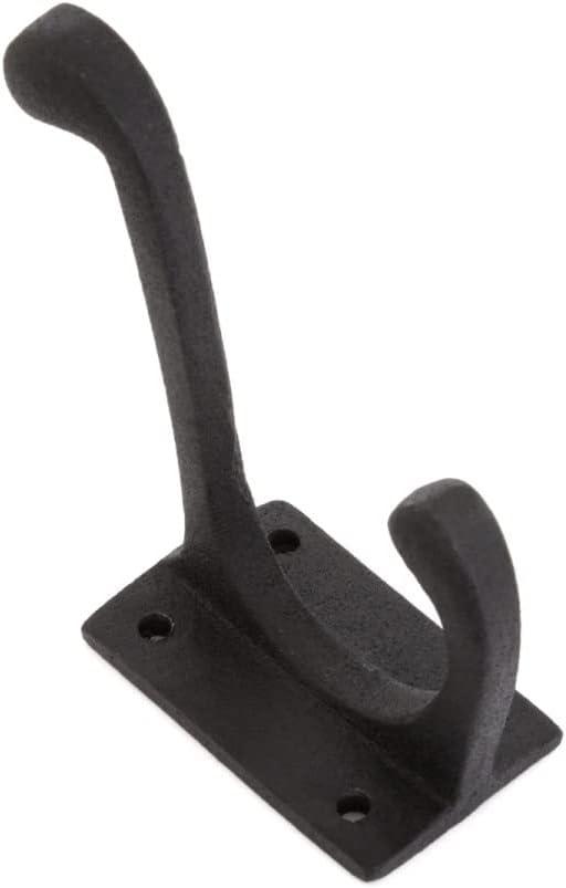 The Renovators Supply Inc. 25845 Wrought Iron Double Wall Mounted Robe Hook (Set of 3)