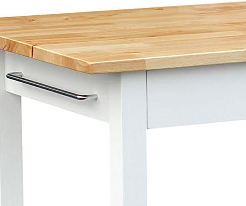 Casual Home Kitchen Island Bar Station with Hardwood Counter and Storage, White