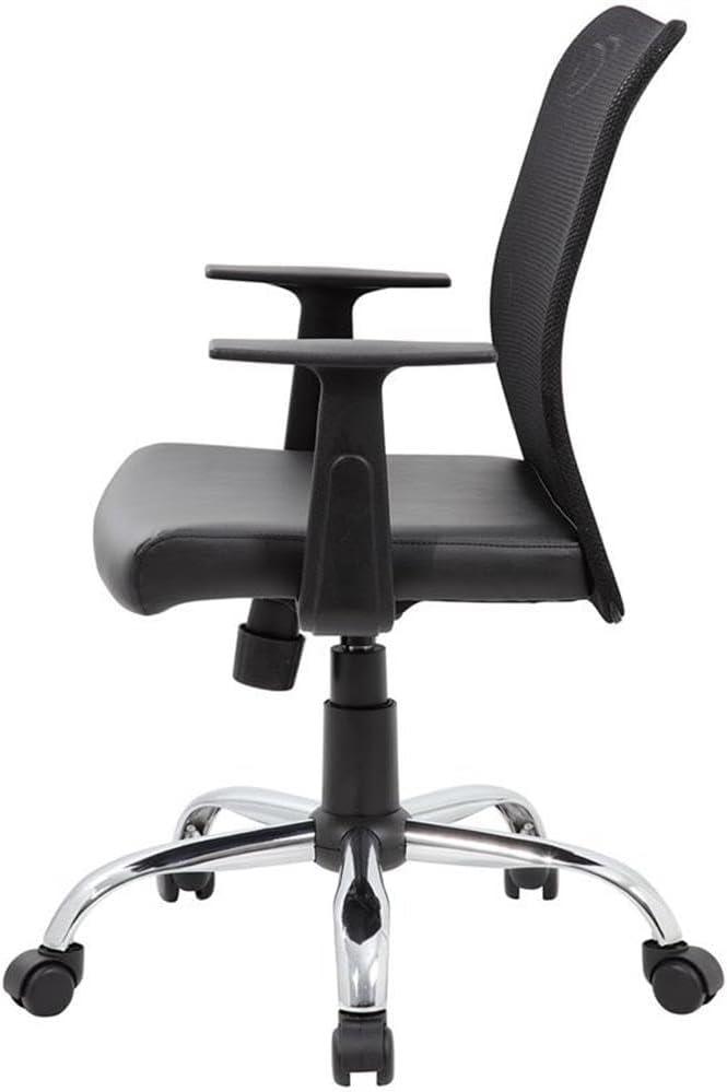 Fixed Arm Budget Mesh Task Chair Black - Boss Office Products: Chrome Base, Pneumatic Lift, Locking Tilt Control