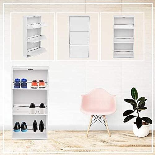 White Metal 3-Tier Space-Saving Shoe Cabinet