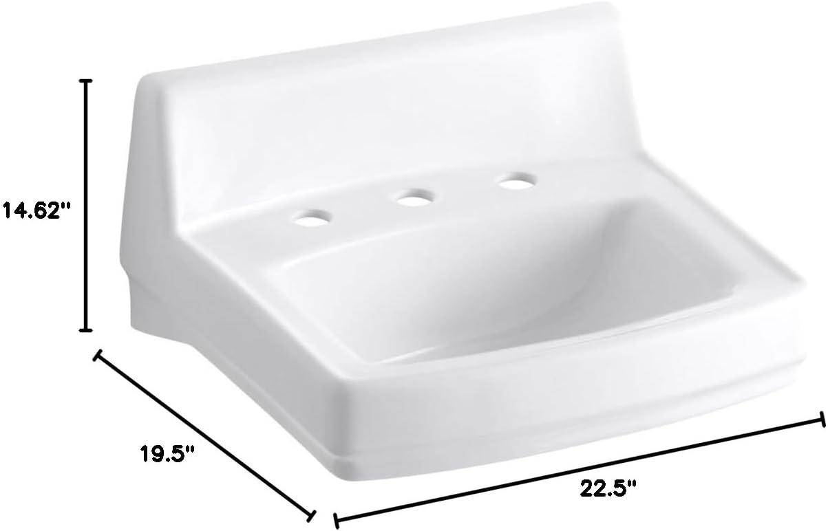 Greenwich Vitreous China Rectangular Wall Mount Bathroom Sink with Overflow