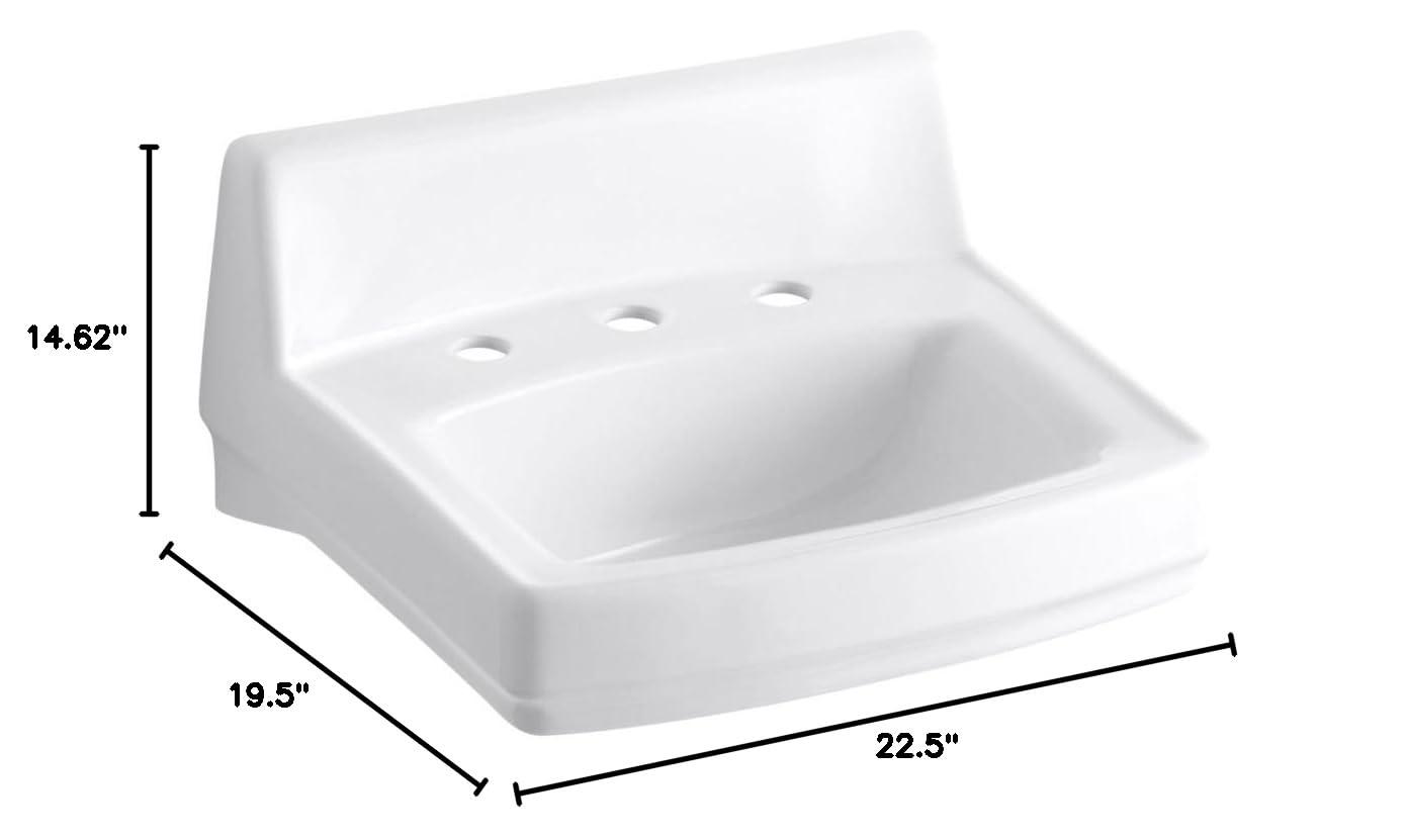Greenwich Vitreous China Rectangular Wall Mount Bathroom Sink with Overflow